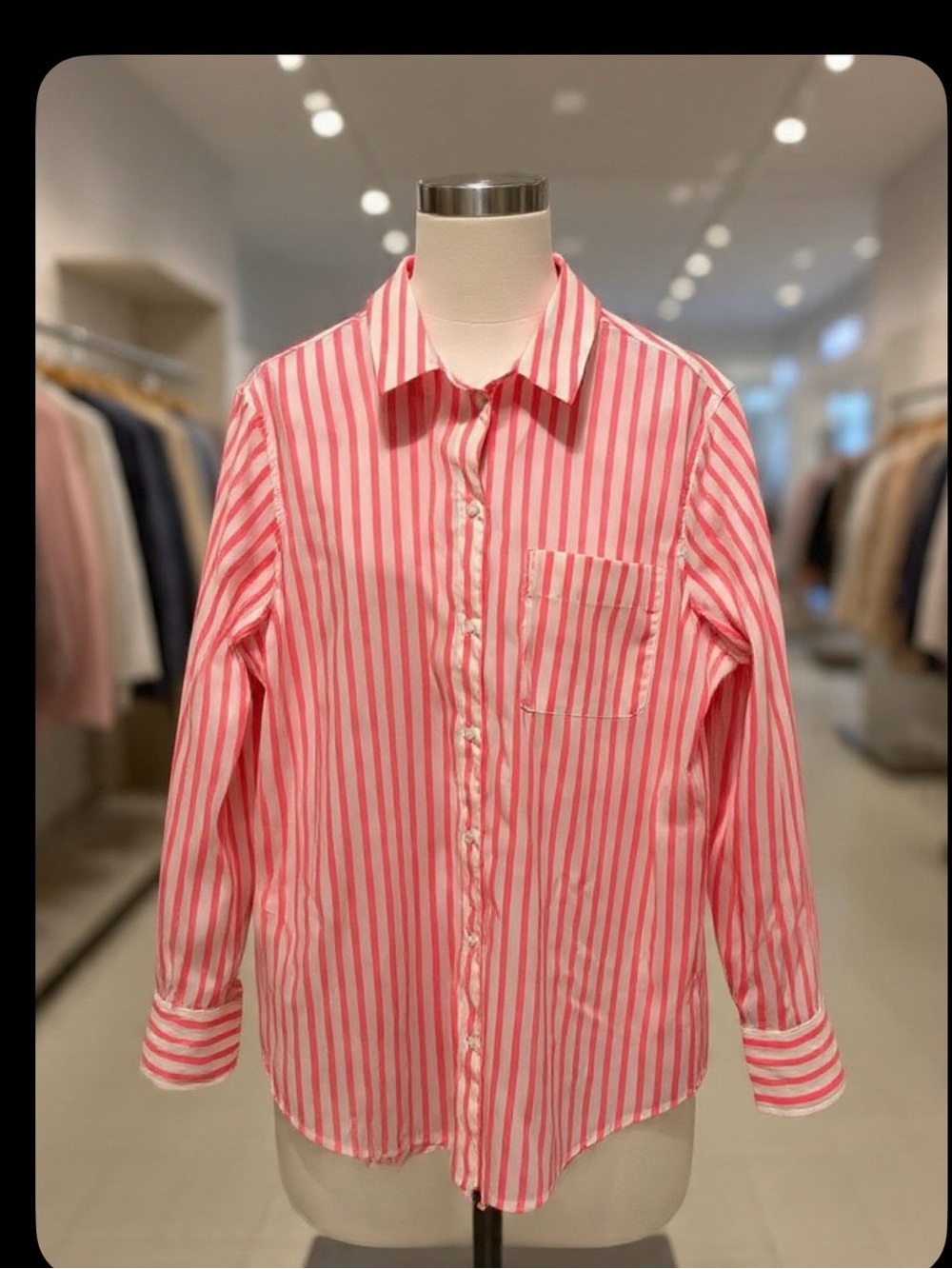 a new day Pink and White Vertical Stripe Button-Down Shirt PTP 24”